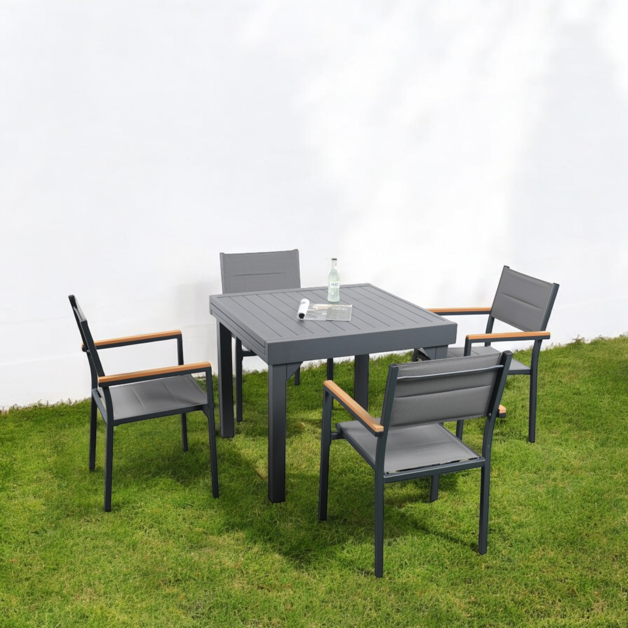Ilios Innova | Comedor Extensible 4 a 6 Personas Aluminio + 4 Sillas