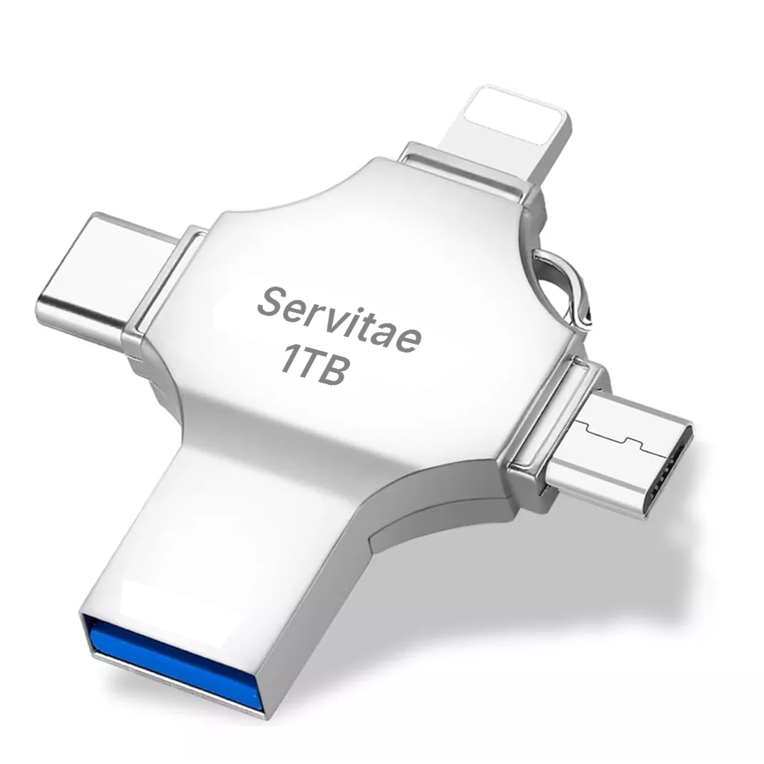 Memoria Otg 4 En 1 iPhone Android iPad Pc Usb-c Lighting 1tb