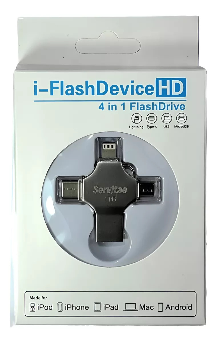 Memoria Otg 4 En 1 iPhone Android iPad Pc Usb-c Lighting 1tb