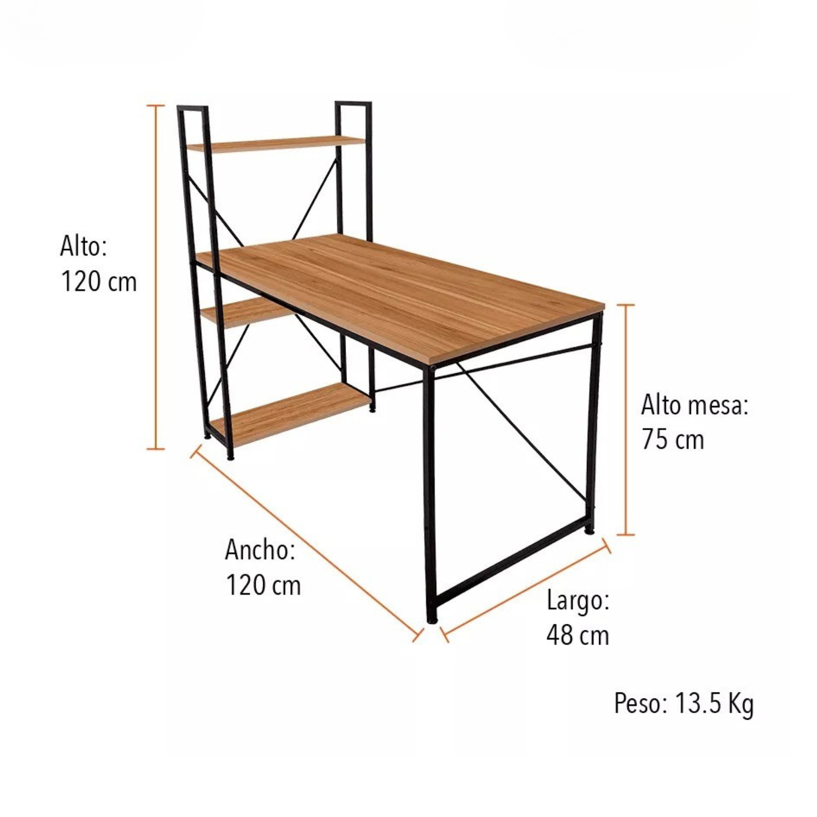 Escritorio Minimalista Moderno Conlibrero Ejecutivo-melamina