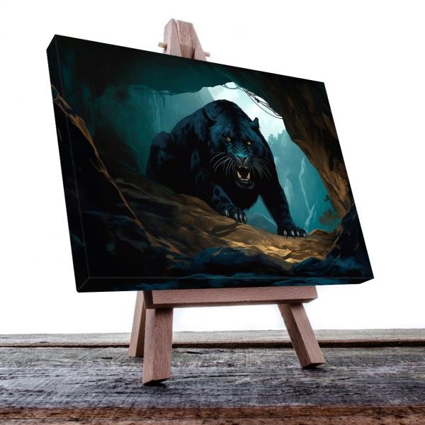 Cuadro Decorativo Canvas Pantera Negra atacando en cueva 135 X 90