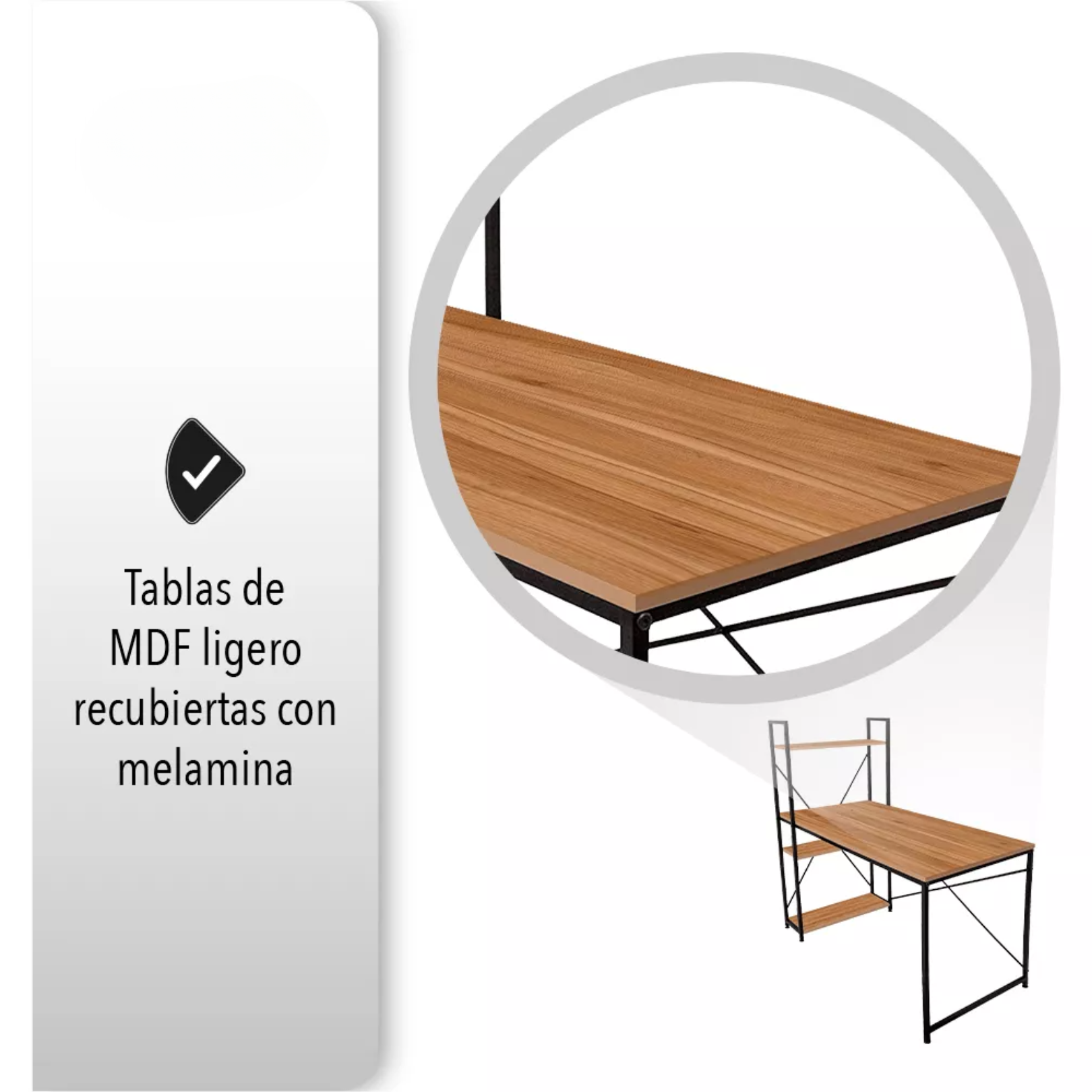 Escritorio Minimalista Moderno Conlibrero Ejecutivo-melamina