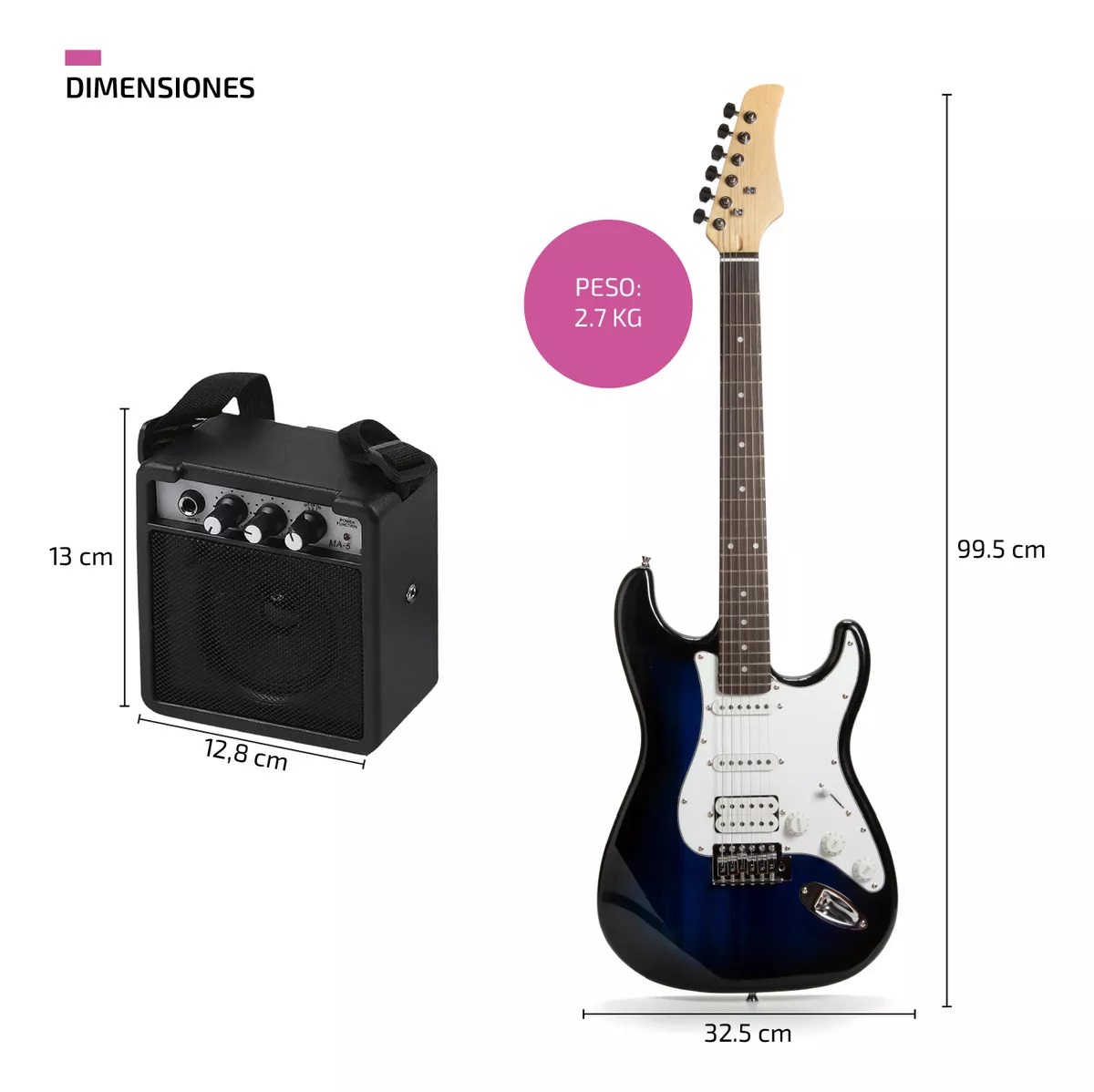 Guitarra Eléctrica Femmto con Amplificador y Accesorios