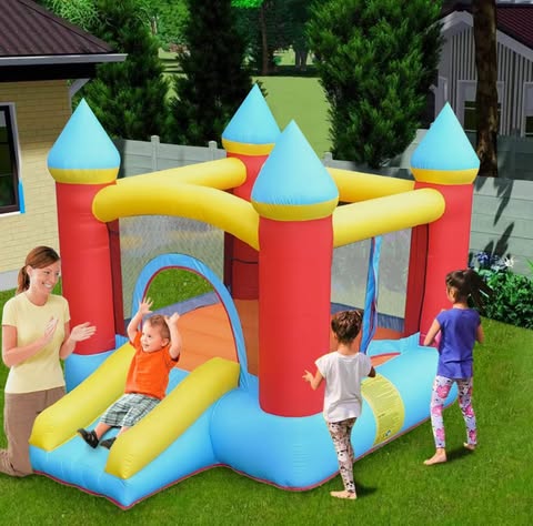 Trampolín Brincolin Infantil Castillo Bomba Inflable Lona De Salto Azul