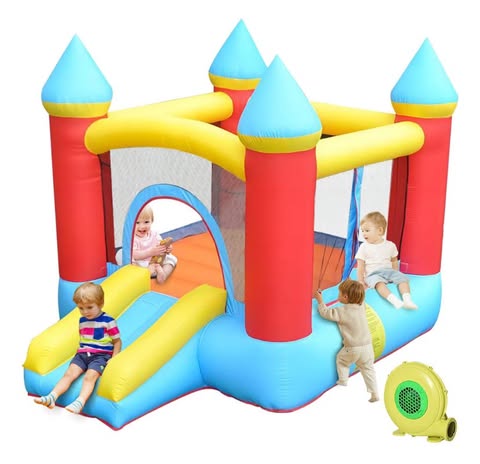 Trampolín Brincolin Infantil Castillo Bomba Inflable Lona De Salto Azul