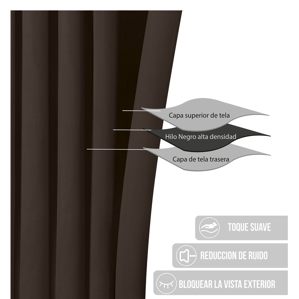 Cortinas Blackout Obscuridad Total Dos Paneles Chocolate