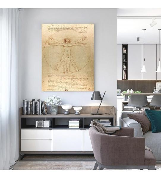 Hombre De Vitruvio Da Vinci Litografía Arte Original Italian