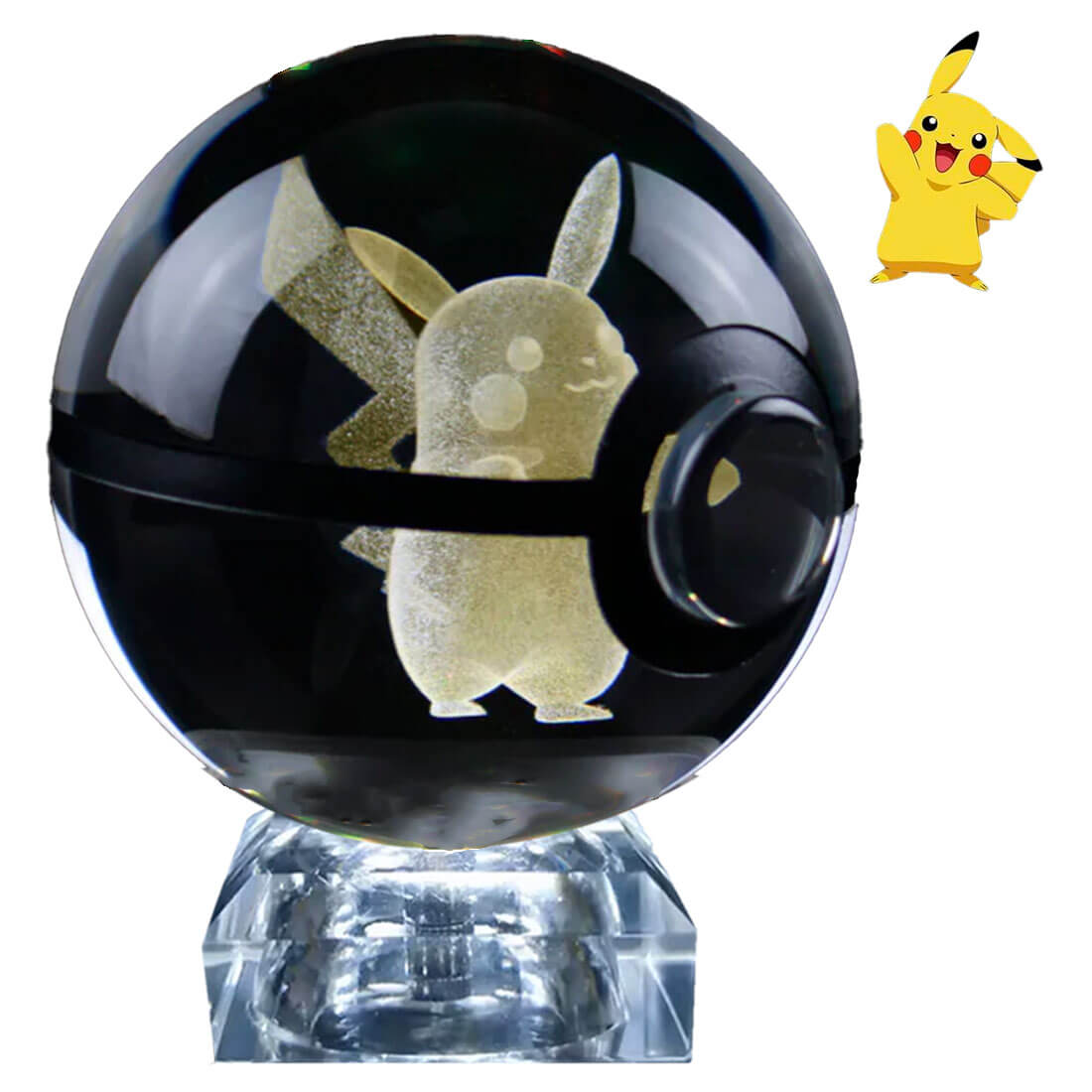 Pokebola De Cristal 3d Pokemon Cristal Varios Modelos Luz Pikachu