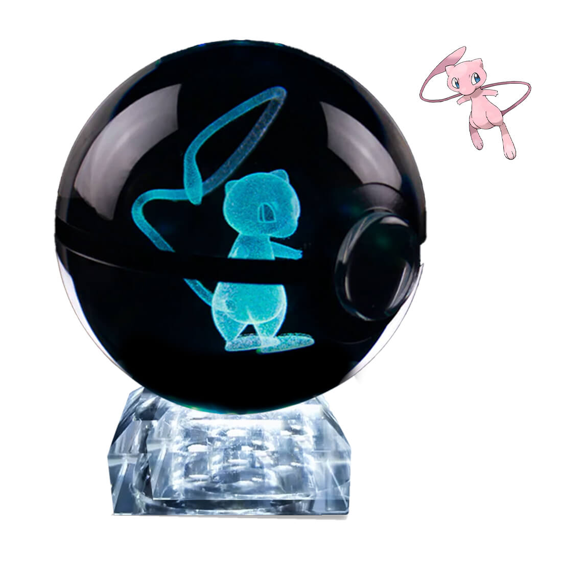 Pokebola De Cristal 3d Pokemon Cristal Varios Modelos Luz Mew