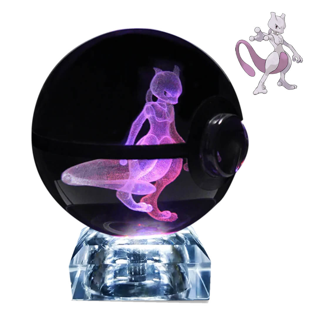 Pokebola De Cristal 3d Pokemon Cristal Varios Modelos Luz Mewtwo