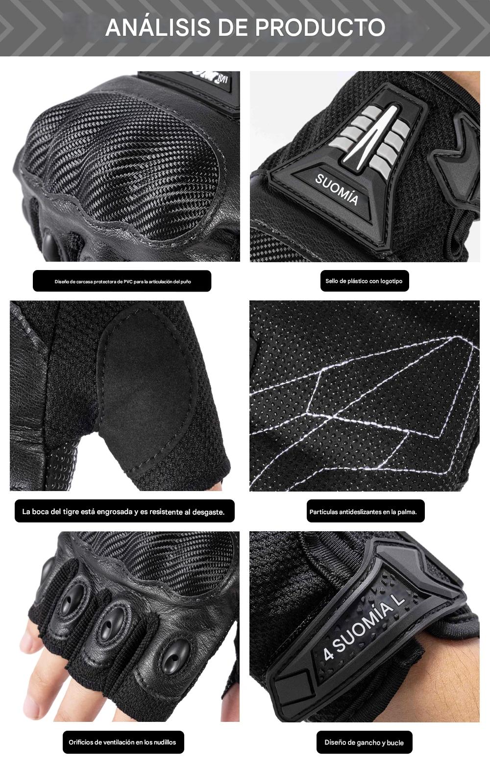 Guantes sin dedos negro fibra tela motocicleta accesorios protectores medio dedo ciclismo Motocross