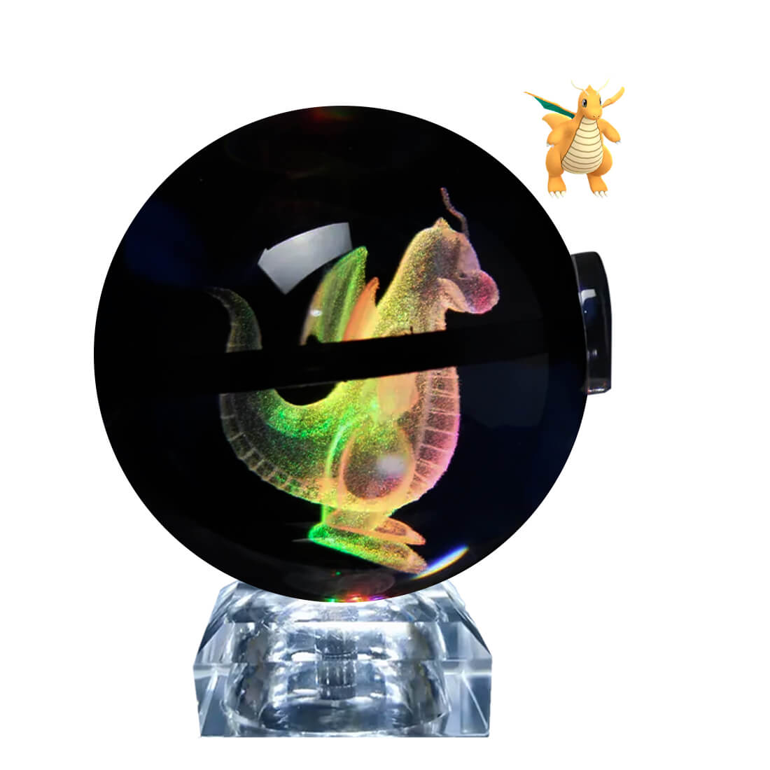 Pokebola De Cristal 3d Pokemon Cristal Varios Modelos Luz Dragonite