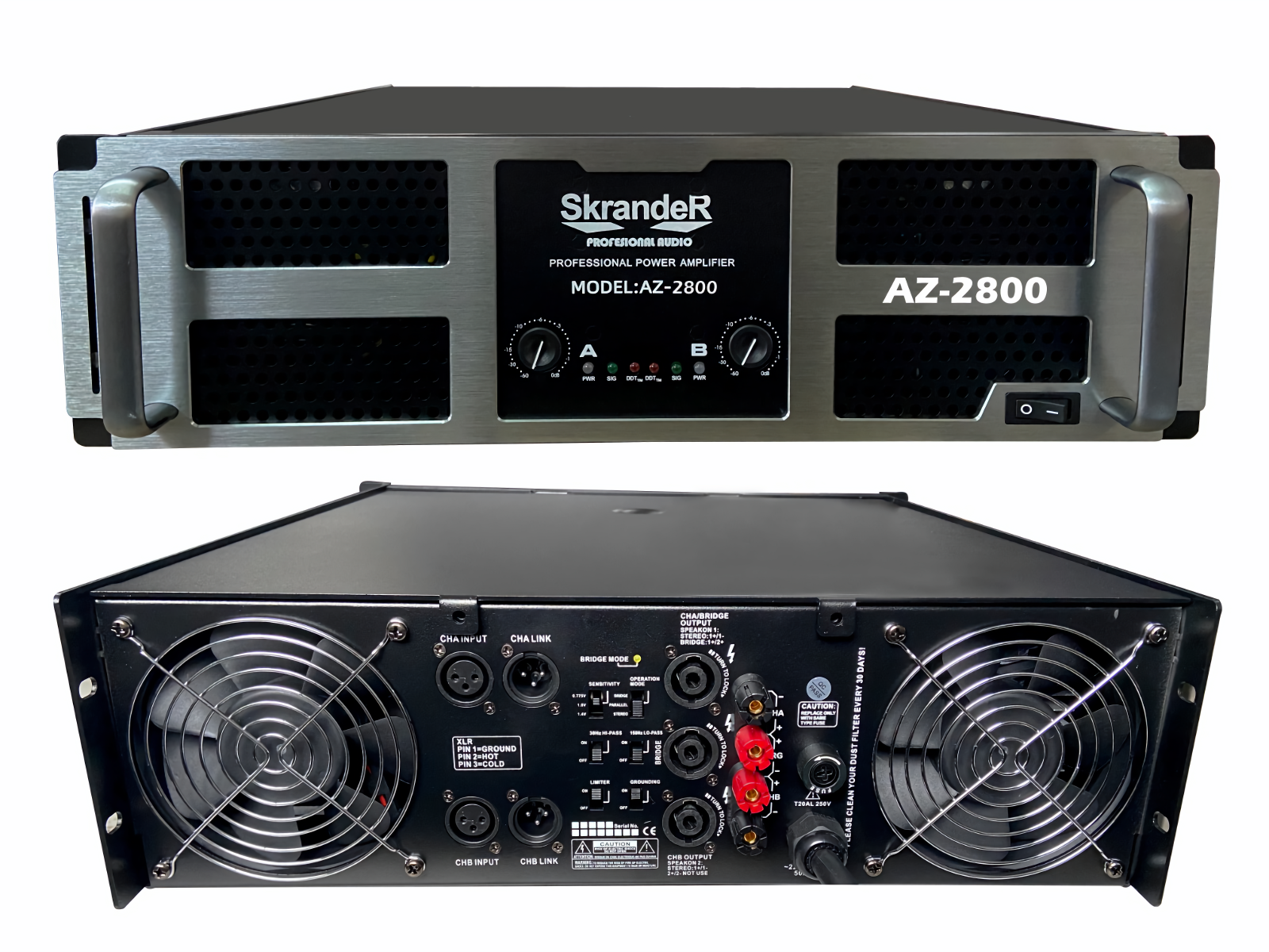 Amplificador Profesional Skrander Az-2800 2 Canales 2800w