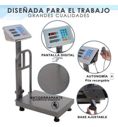 Bascula Electronica Comercial Industrial Digital 150 Kg 110v Uso Rudo Acero Vasculas Industriales Digitales Plataforma Recargable Mastil De Apoyo Acero Inoxidable