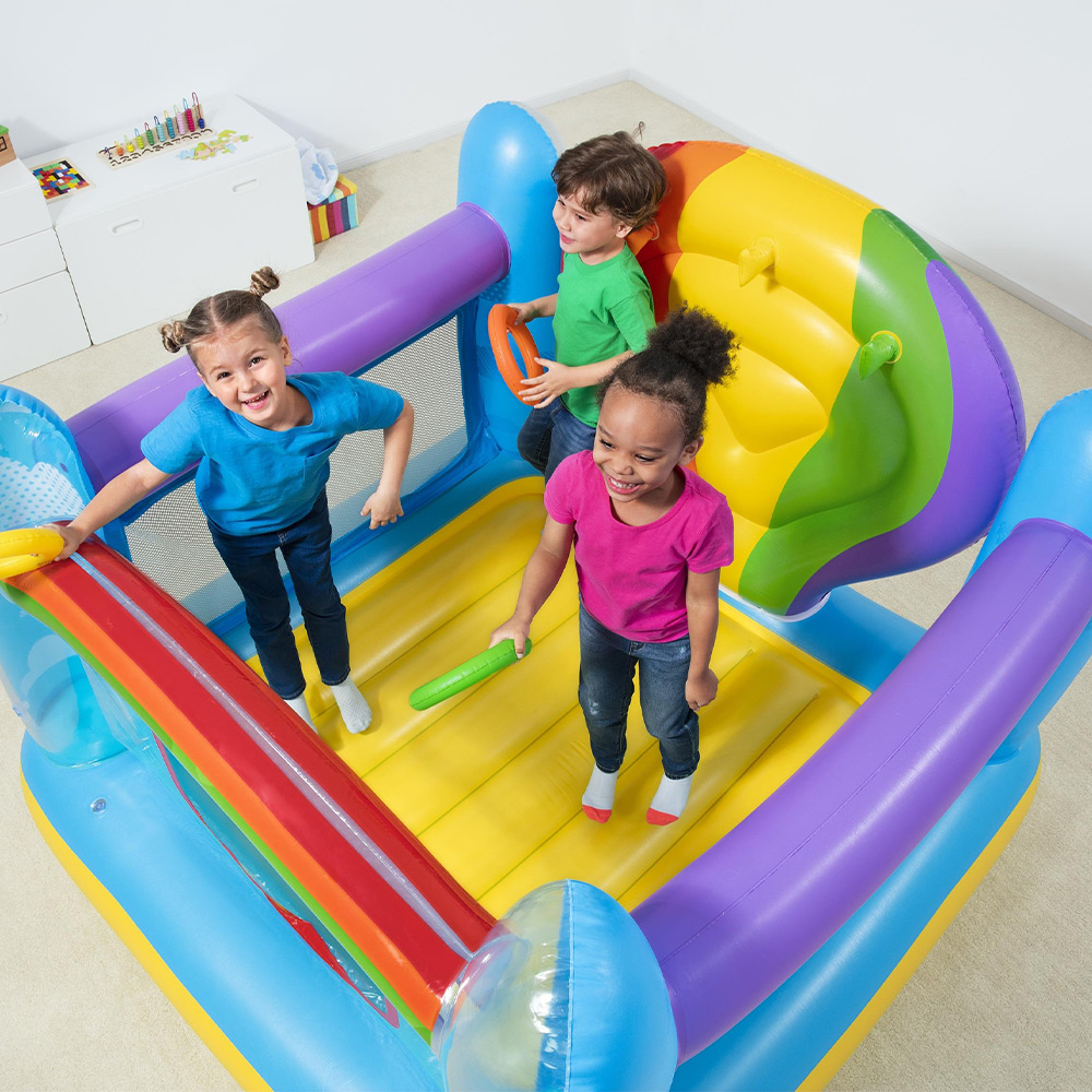 Castillo Inflable Brincolin Infantil Diseño Arcoiris Rainbow.