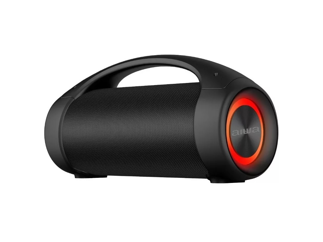 Bocina Portátil Aiwa AWS600BT Cilíndrica Negro, 600W, Bluetooth, USB, Resistente al Agua, Con Luces LED