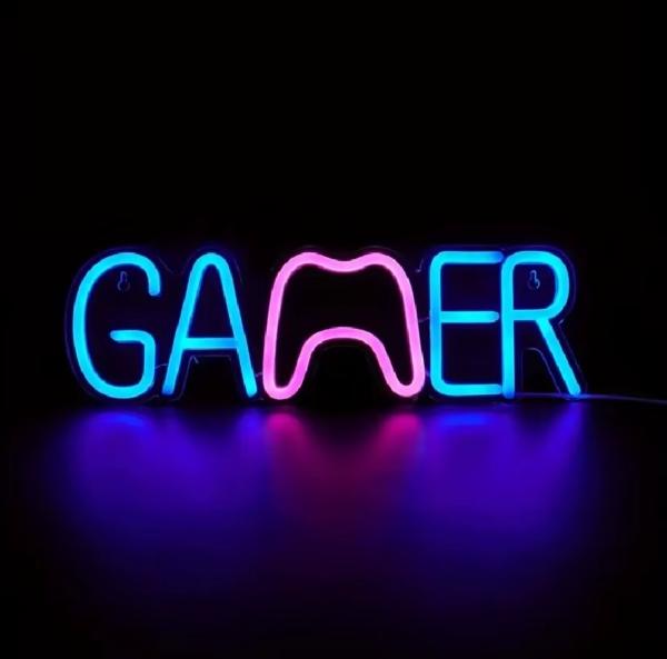 Letrero De Neón Led Gamer Para Decoración 36 Cm
