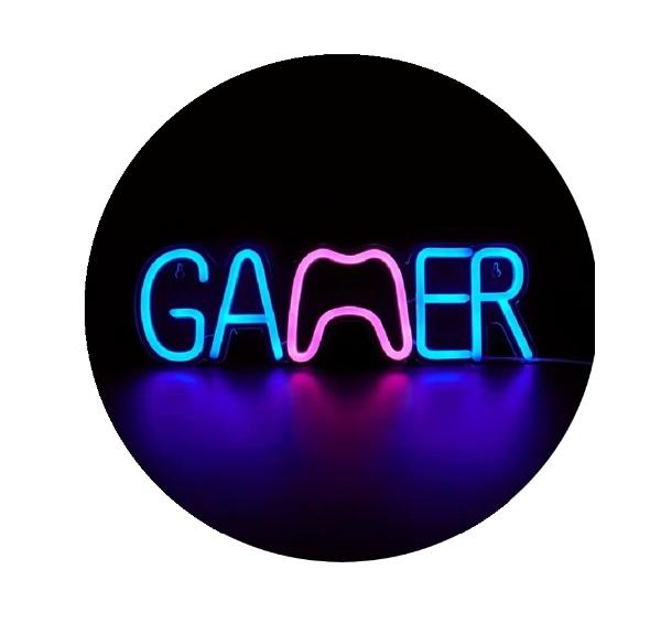 Letrero De Neón Led Gamer Para Decoración 36 Cm