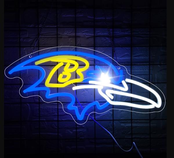 Letrero De Neón Nfl Logo Baltimore Ravens Decoración 41 Cm