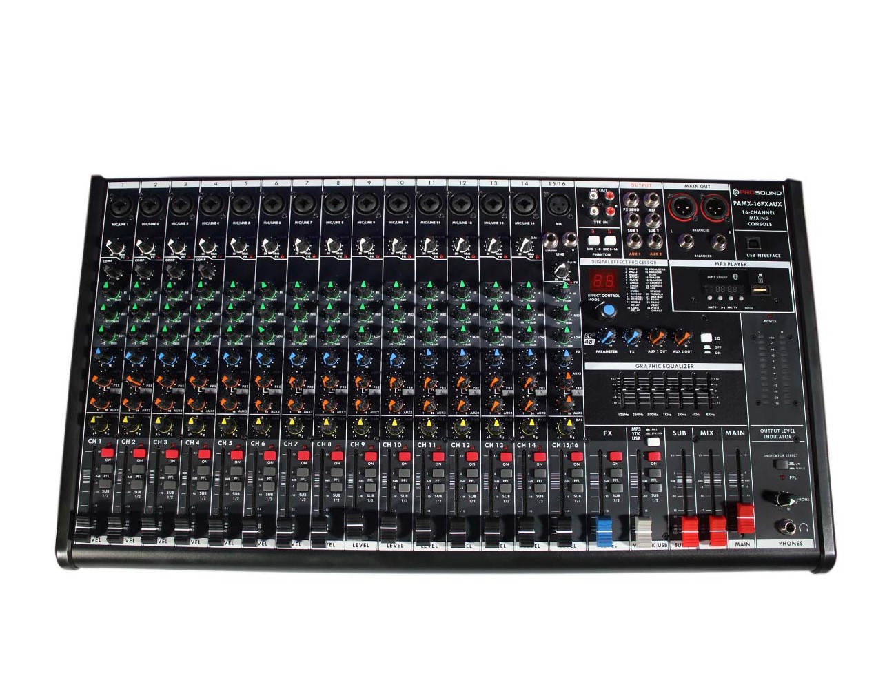 Mezcladora PROSOUND PAMX-16FXAUX 16 canales bluetooth usb