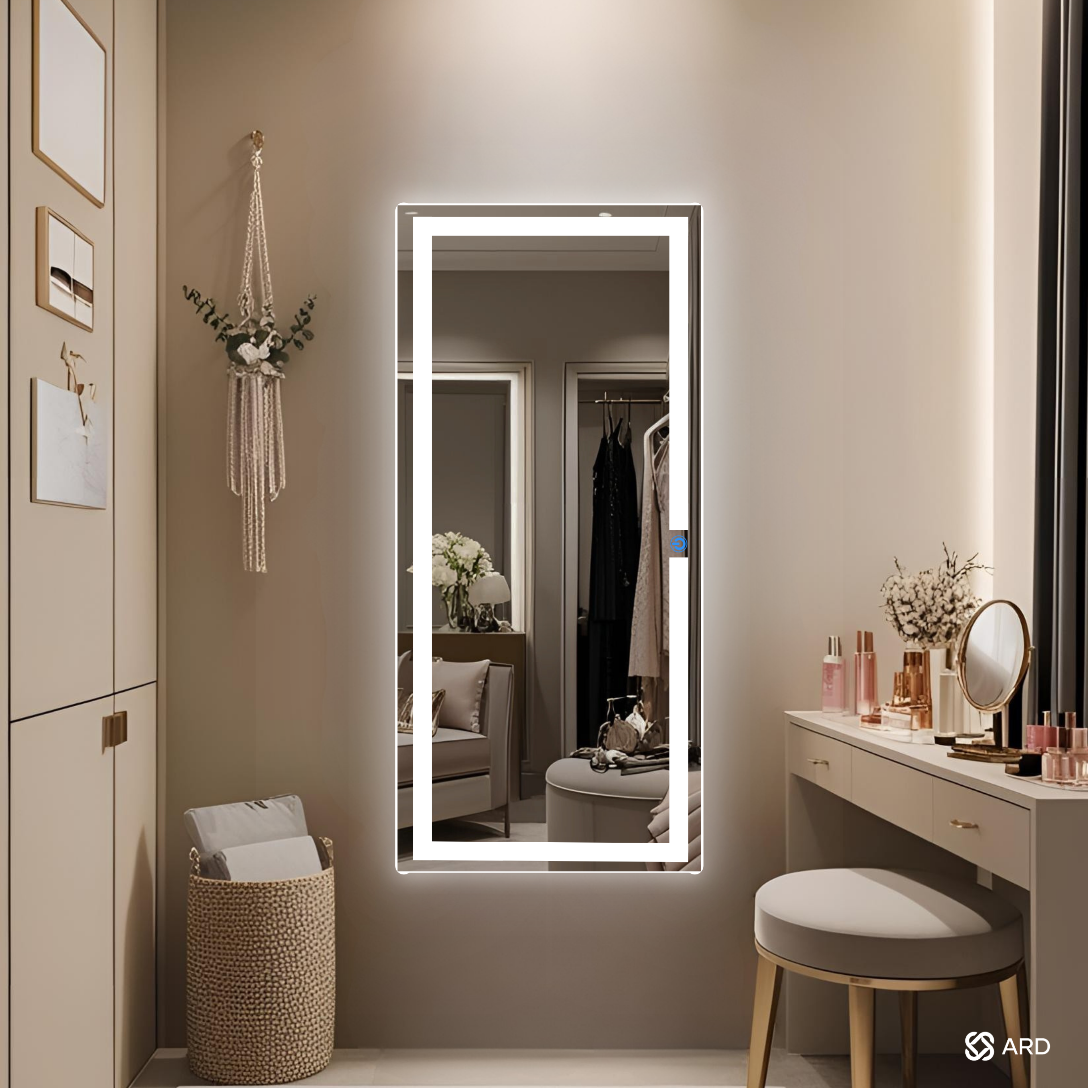 Espejo LED Rectangular ARD Glanz Luminous Glass 120 x 52 cm con Luz Frontal, Sensor Táctil y Montaje para Baño, Vestidor o Recámara Moderna