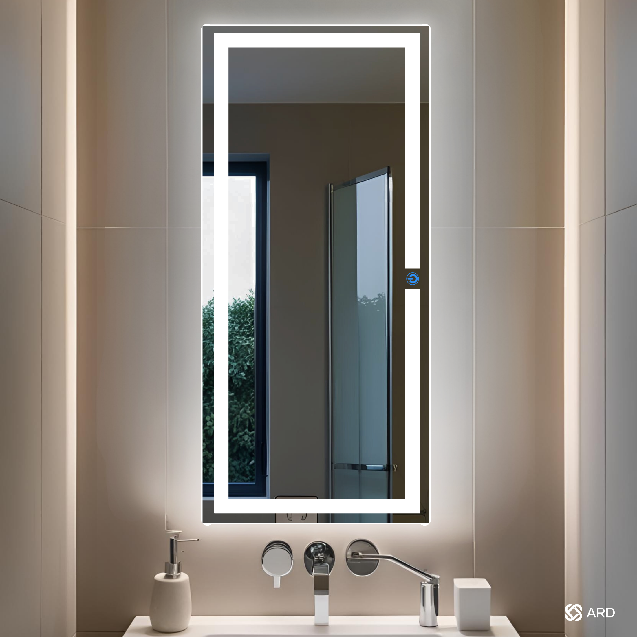 Espejo LED Rectangular ARD Glanz Luminous Glass 120 x 52 cm con Luz Frontal, Sensor Táctil y Montaje para Baño, Vestidor o Recámara Moderna
