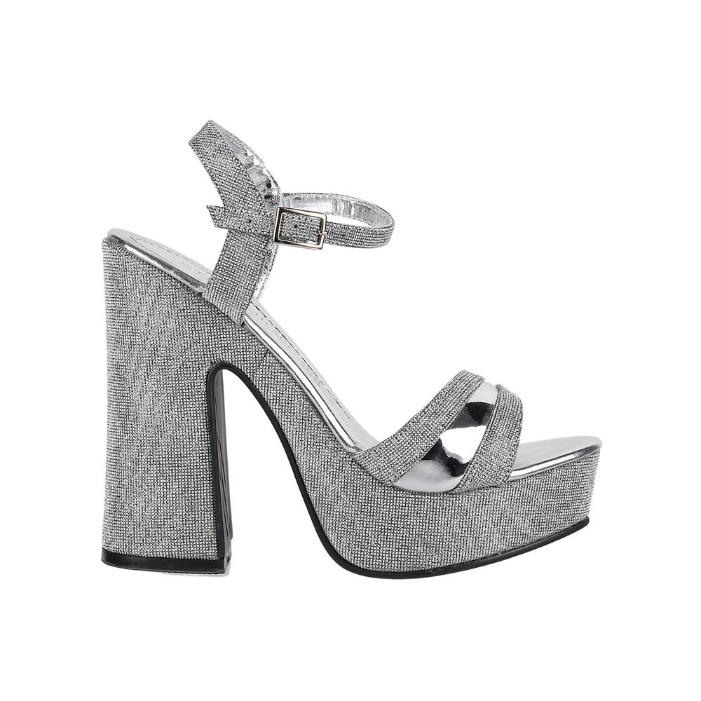 Sandalia Mujer Formal Tacón Plata Stfashion 04203804