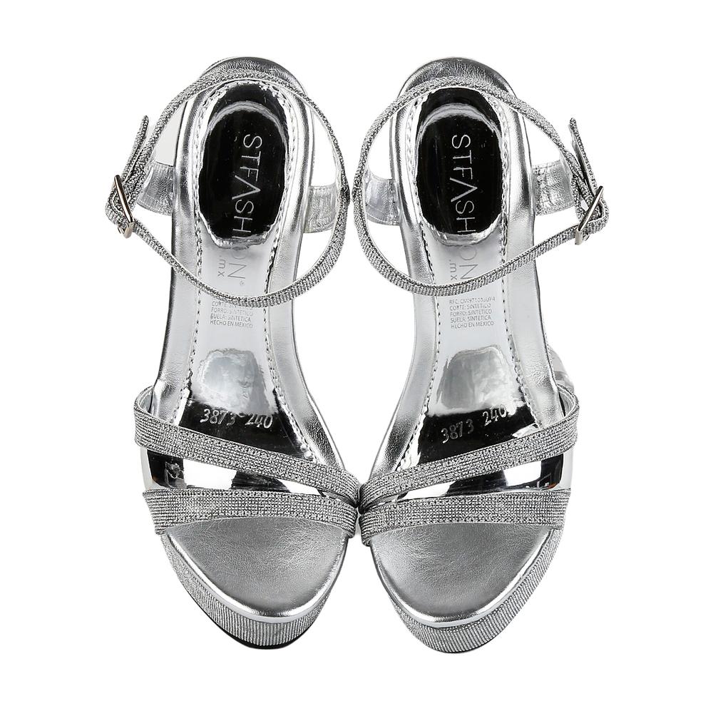 Sandalia Mujer Formal Tacón Plata Stfashion 04203804