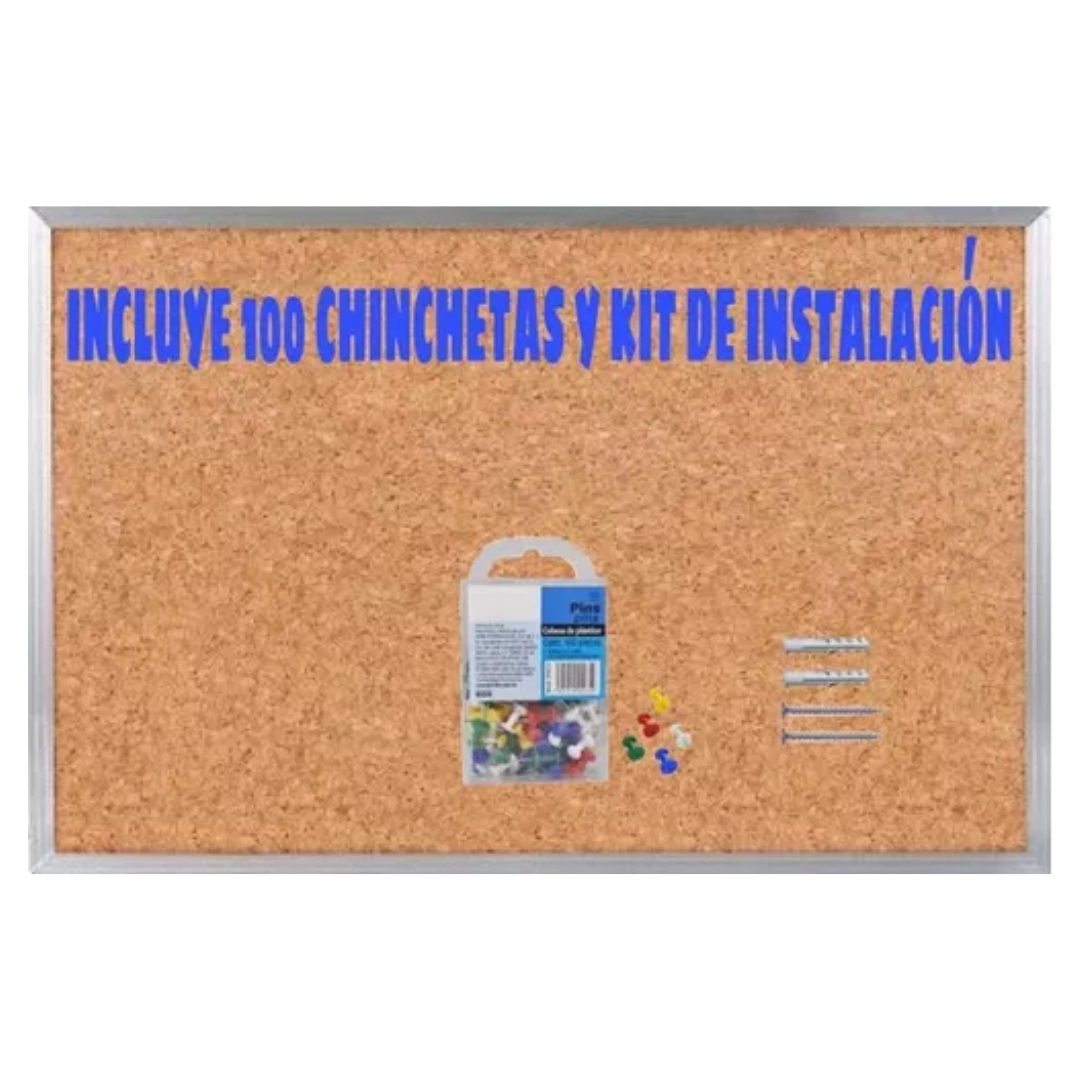 Pizarron de corcho 40x60cm incluye chinchetas
