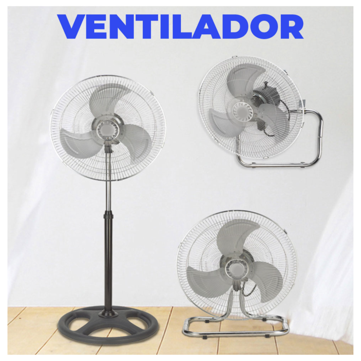 Ventilador de 18" pedestal, piso pared con 3 velocidades