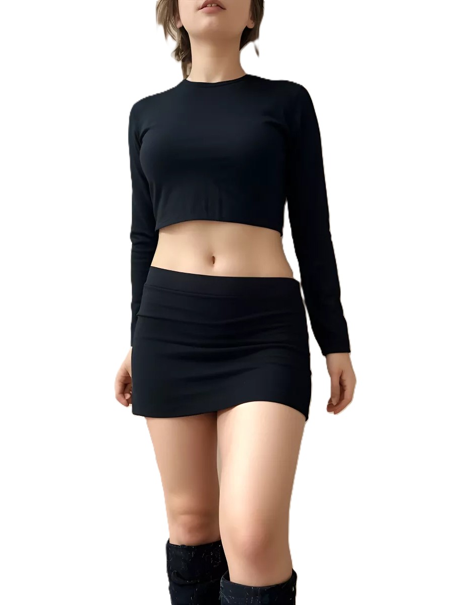 MINIFALDA AJUSTABLE NEGRA DE LICRA ESTIRABLE
