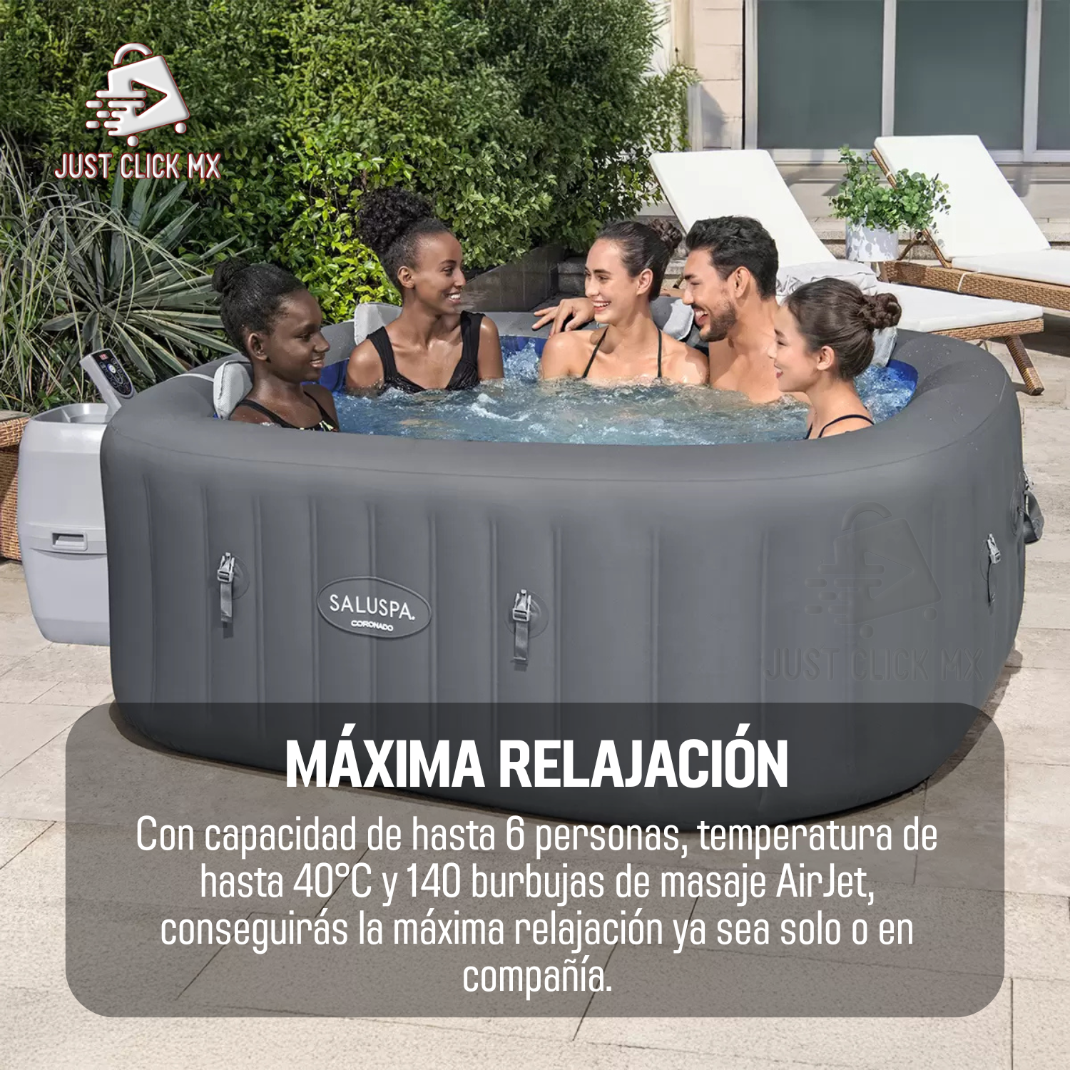 Jacuzzi Inflable De Hidromasaje Saluspa Coronado Bestway 180-JUSTCLICK MX