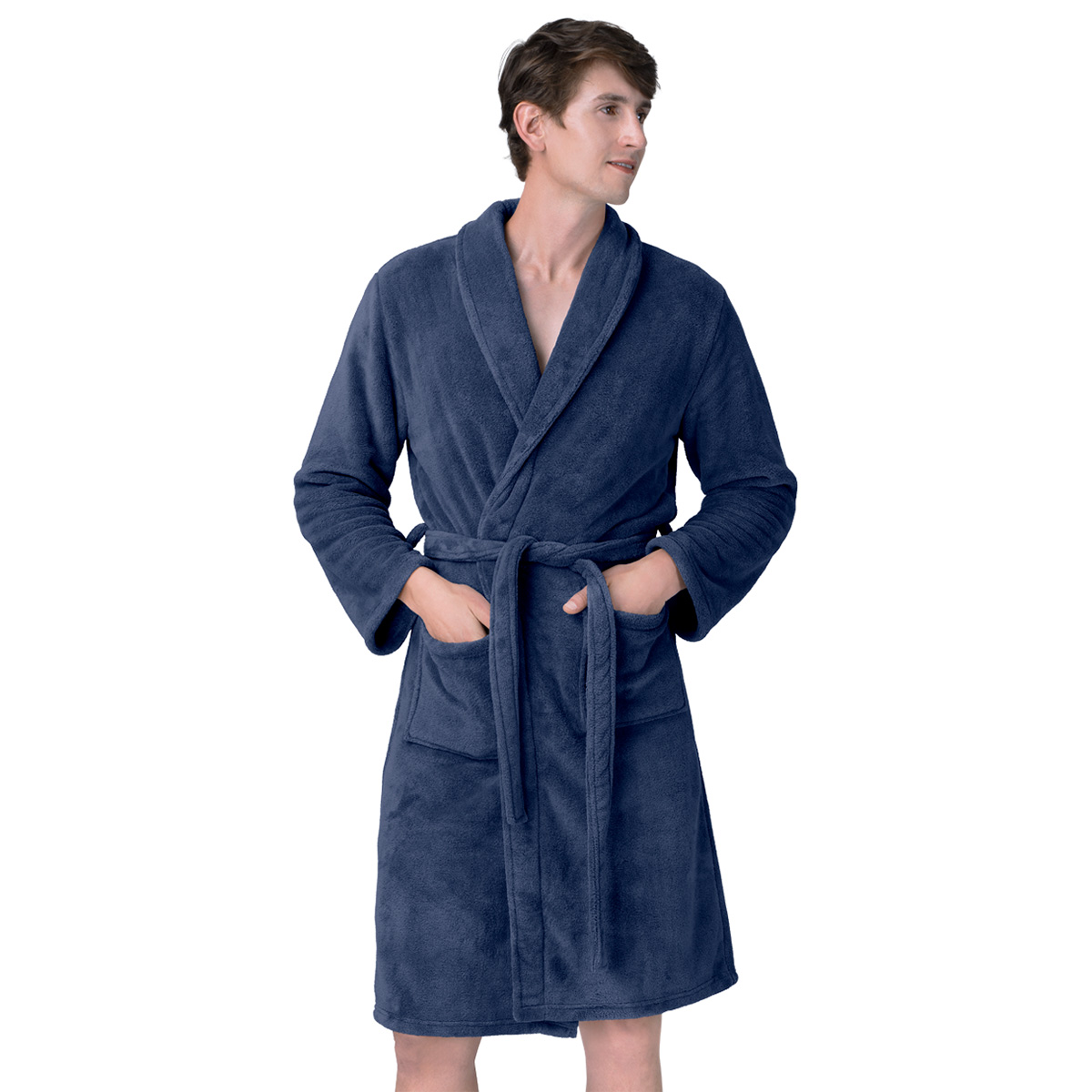 Bata de Baño para Hombre Absorbente Unitalla  Azul Marino REAL TEXTIL.