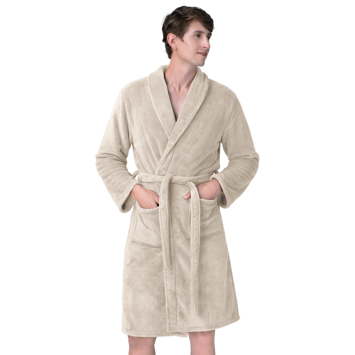 Bata de Baño para Hombre Absorbente Unitalla Beige REAL TEXTIL.