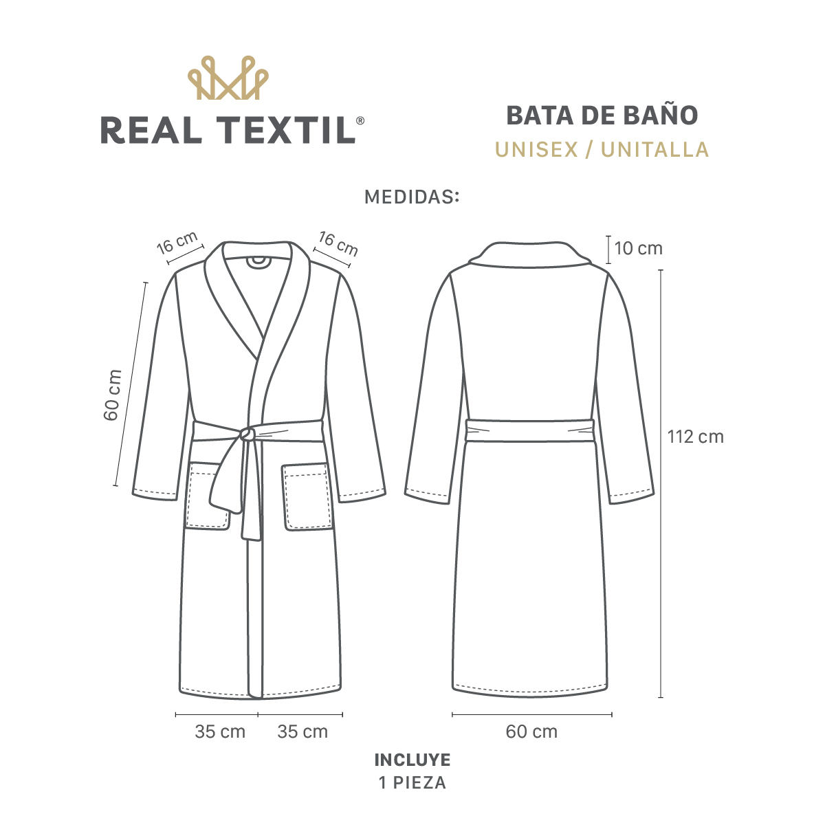 Bata de Baño para Mujer Absorbente Unitalla Rosa REAL TEXTIL.