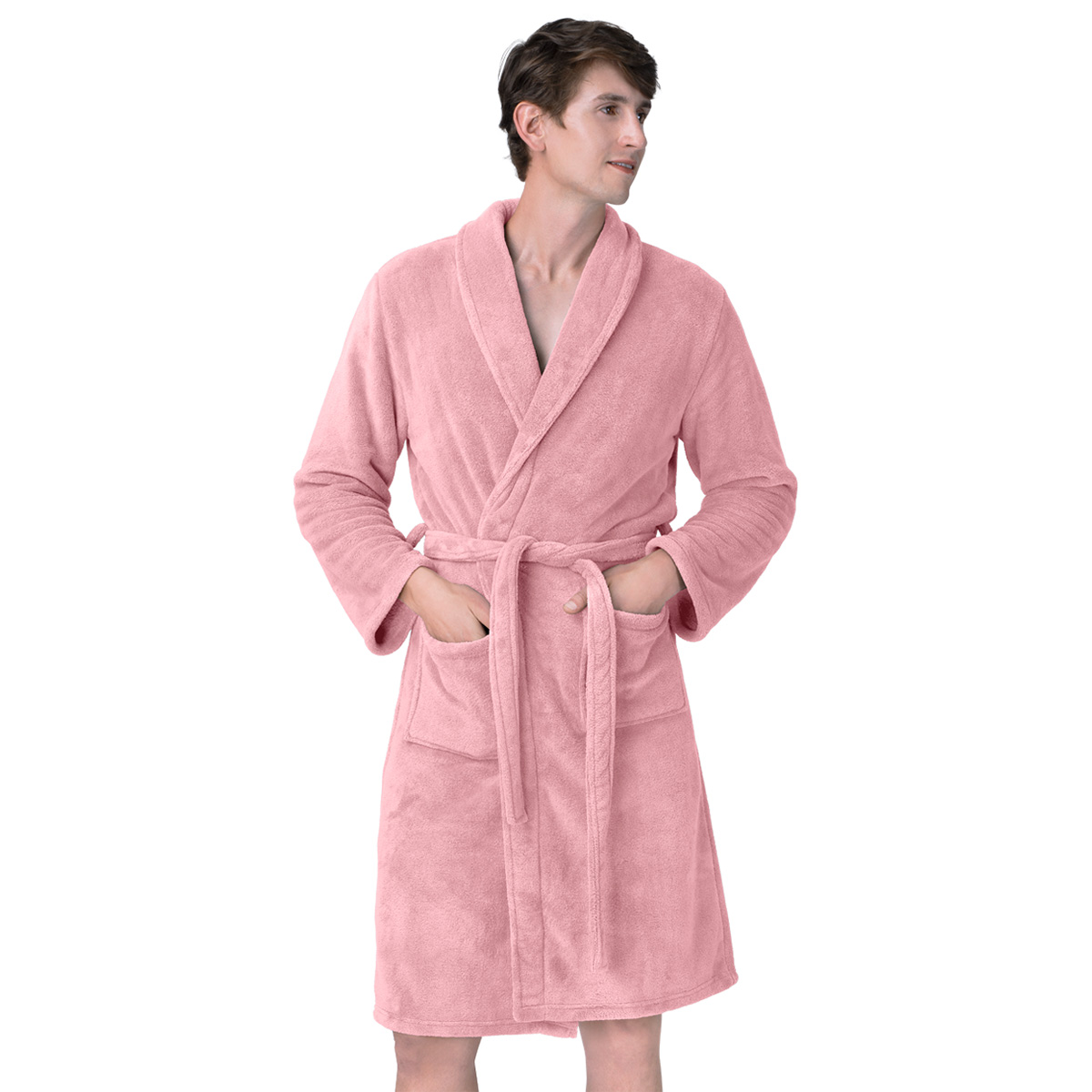 Bata de Baño para Hombre Absorbente Unitalla Rosa REAL TEXTIL.