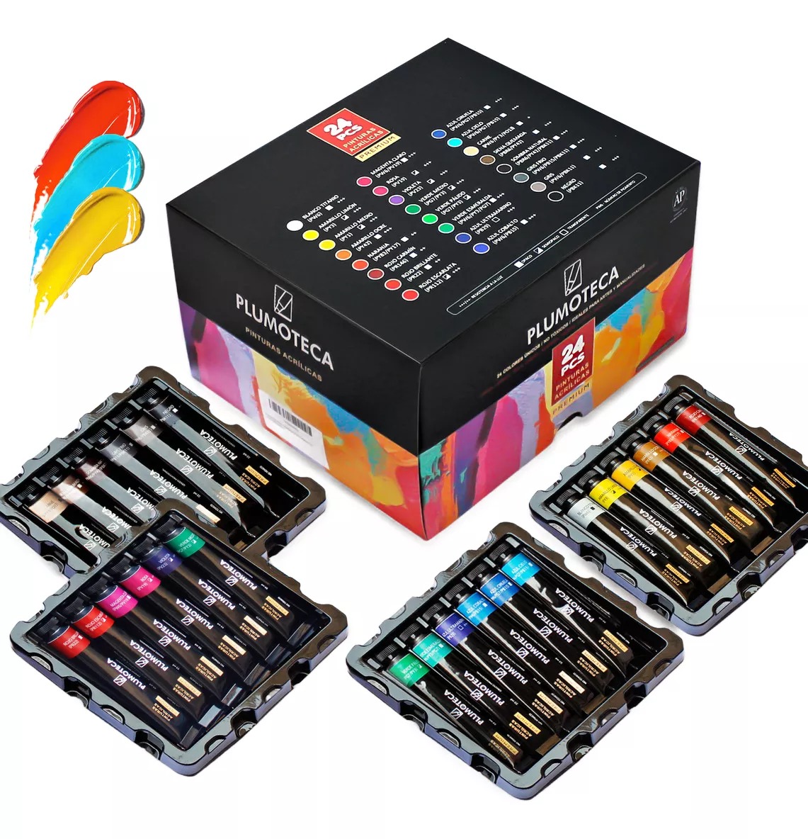 Pintura Acrílica Profesional 24 Colores Con 22ml Plumoteca