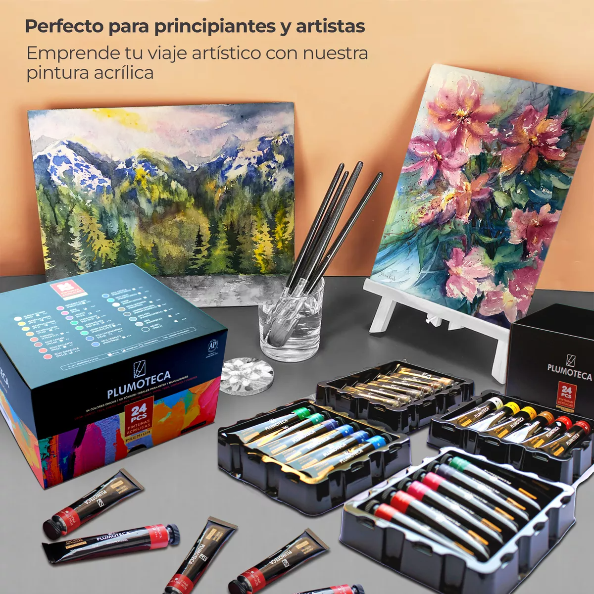 Pintura Acrílica Profesional 24 Colores Con 22ml Plumoteca