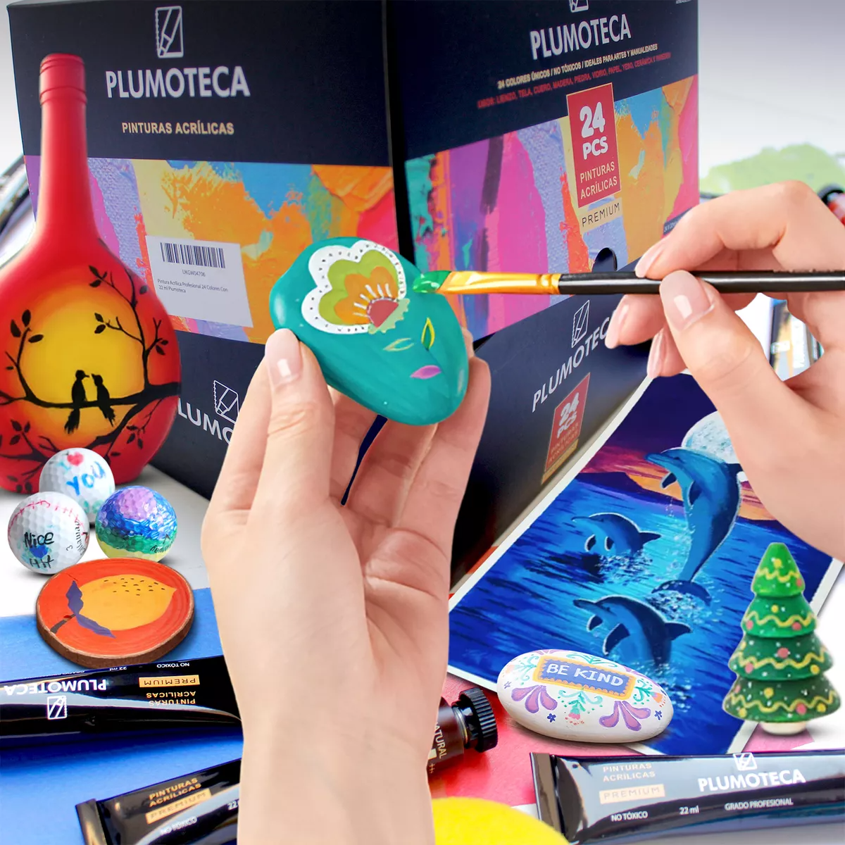 Pintura Acrílica Profesional 24 Colores Con 22ml Plumoteca