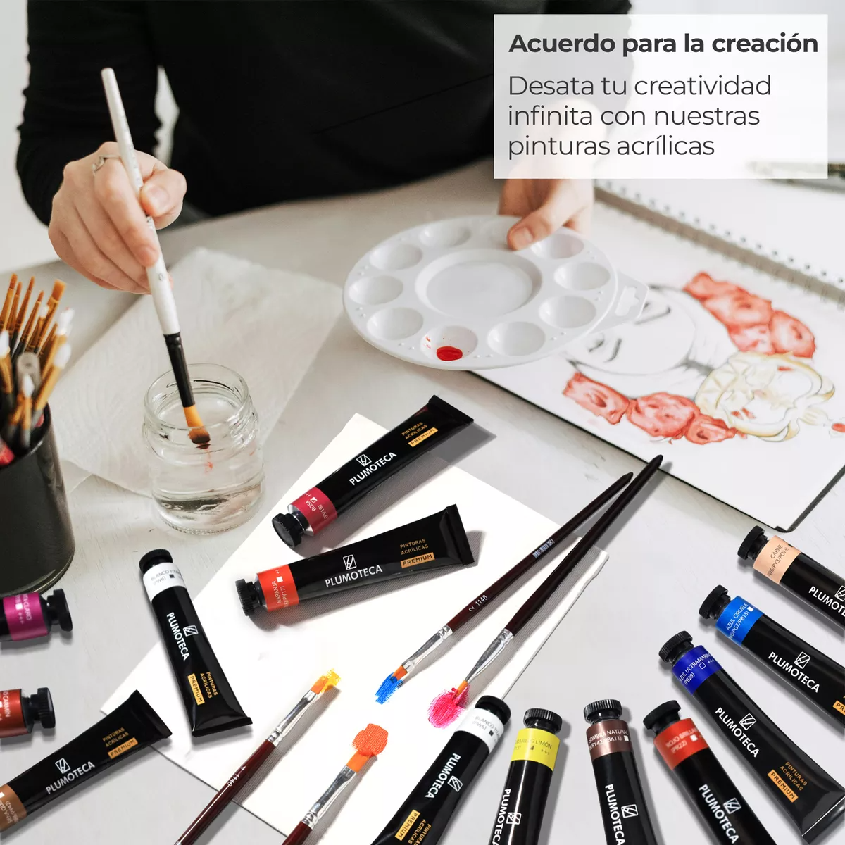 Pintura Acrílica Profesional 24 Colores Con 22ml Plumoteca