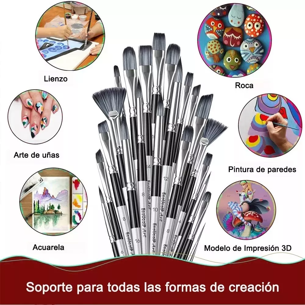 Kit 28 Pinceles Nilón Para Acrilico Acuarelas De Dibujo Oleo Pinceles para Oleo Acrilica y Gouache.