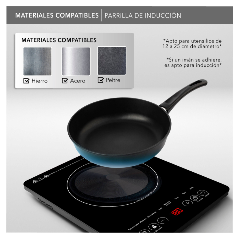 Parrilla de Inducción Eléctrica RCA RC-12A3 Potencia 1200 W