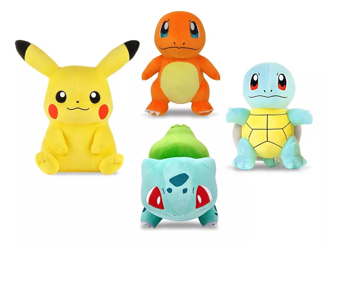 Peluches Kawaii Pokémon 4pcs: Pikachu, Charmander, Squirtle Y Bulbasaur, Compañero Cómodo Y Seguro, Muy Suave Y Perfecto Para Abrazar, Regalo De Cumpleaños Y Navidad Para Niños