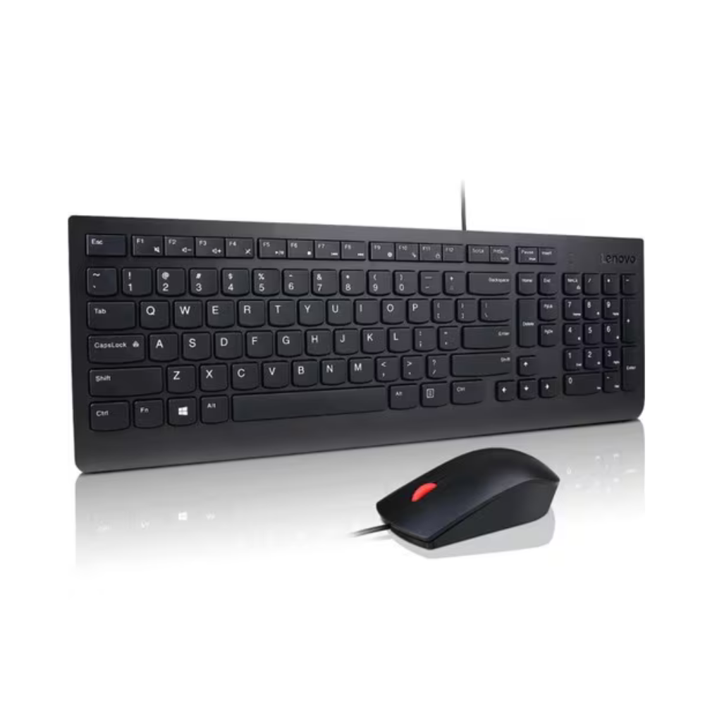 Kit de Teclado y Mouse Lenovo Essential, Alámbrico, USB, Negro (Español)