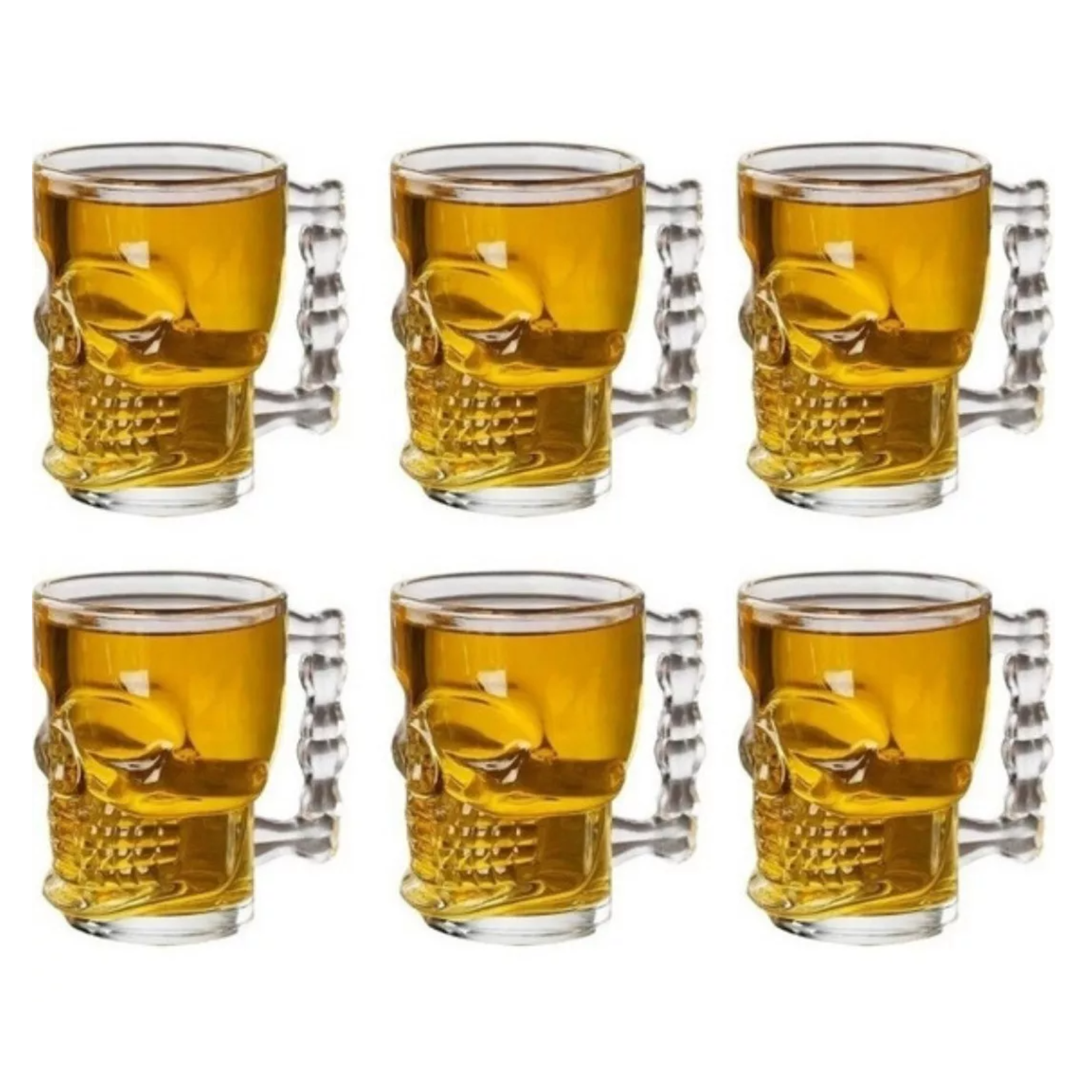 Pack 6 Tarros Cerveza Calaca Vaso Vidrio Calavera 460ml