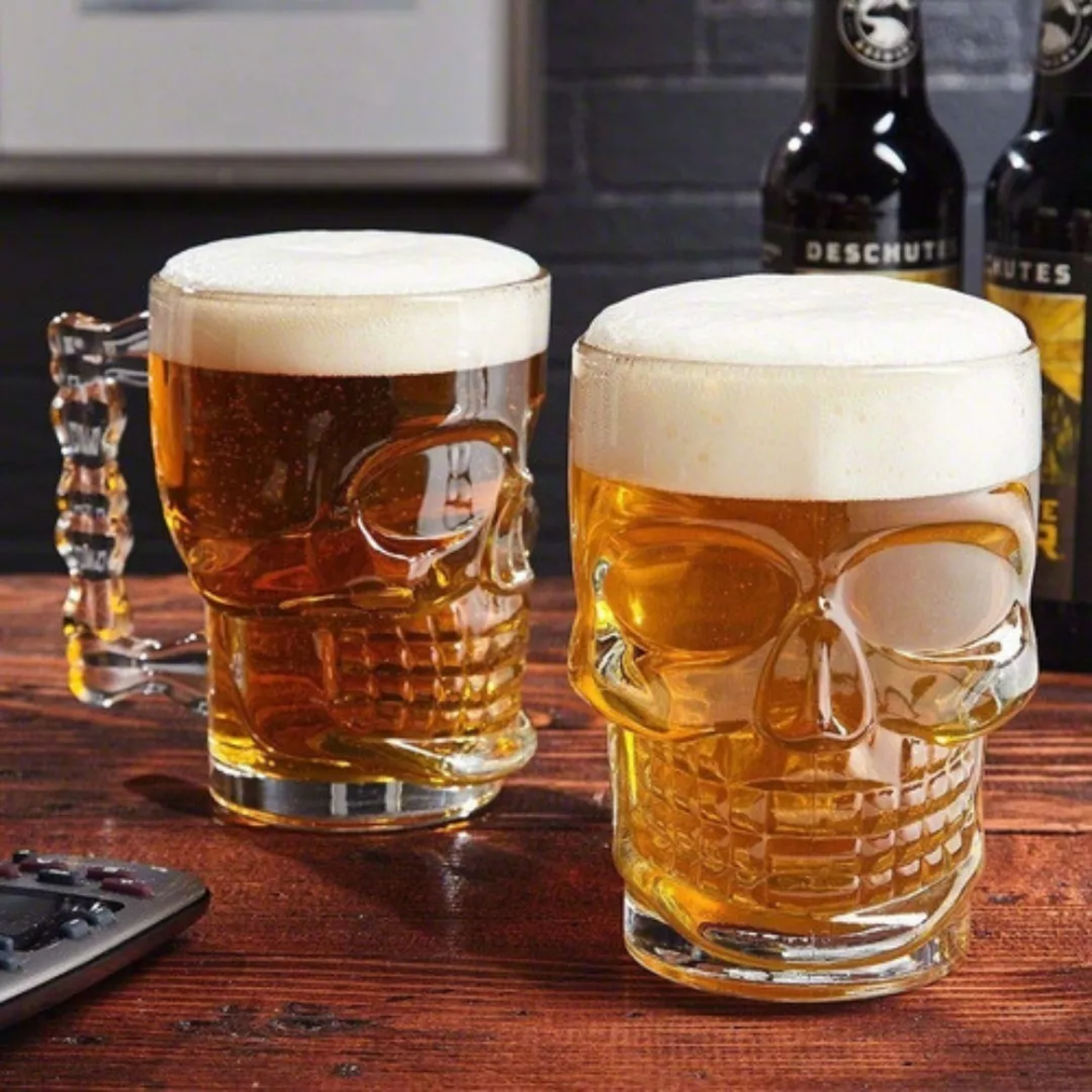 Pack 6 Tarros Cerveza Calaca Vaso Vidrio Calavera 460ml