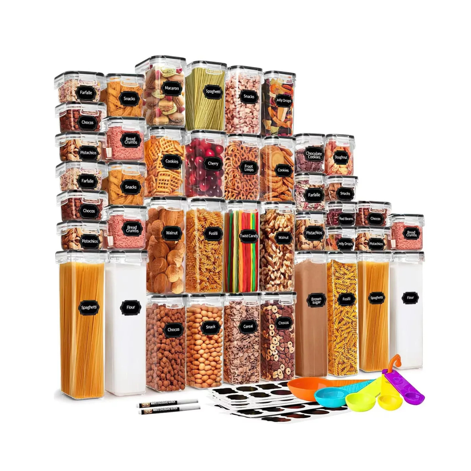 Set 42 Recipiente Hermetico Contenedor Alimentos Almacenar Color Transparente