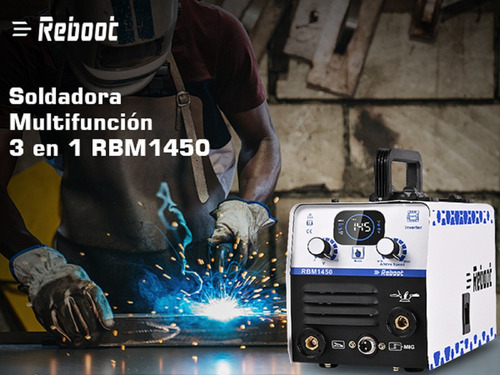 Reboot RBM1450 Soldador Mig 145amp 110v 3 En 1 Mig & Arc & Lift Tig Invert Color Blanco