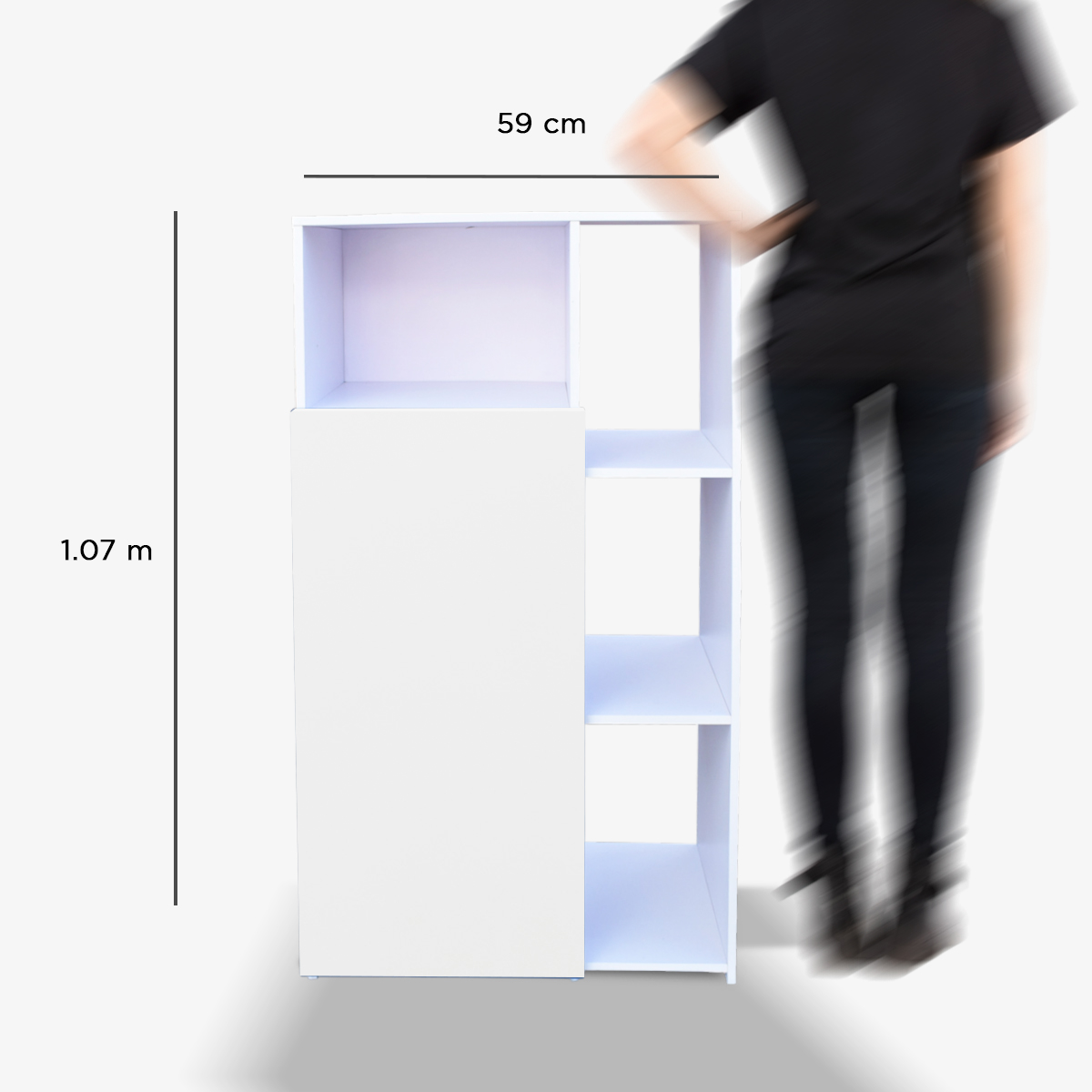Mueble Alacena Despensero Organizador Hogare, Practico Mueble Multiusos de melamina de 16 mm de alta resistencia, con una puerta y siete estantes Color Blanco