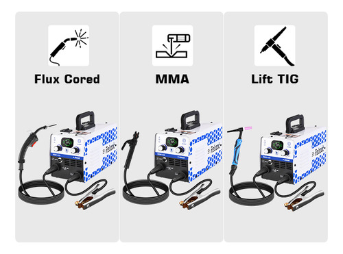 Reboot RBM1450 Soldador Mig 145amp 110v 3 En 1 Mig & Arc & Lift Tig Invert Color Blanco